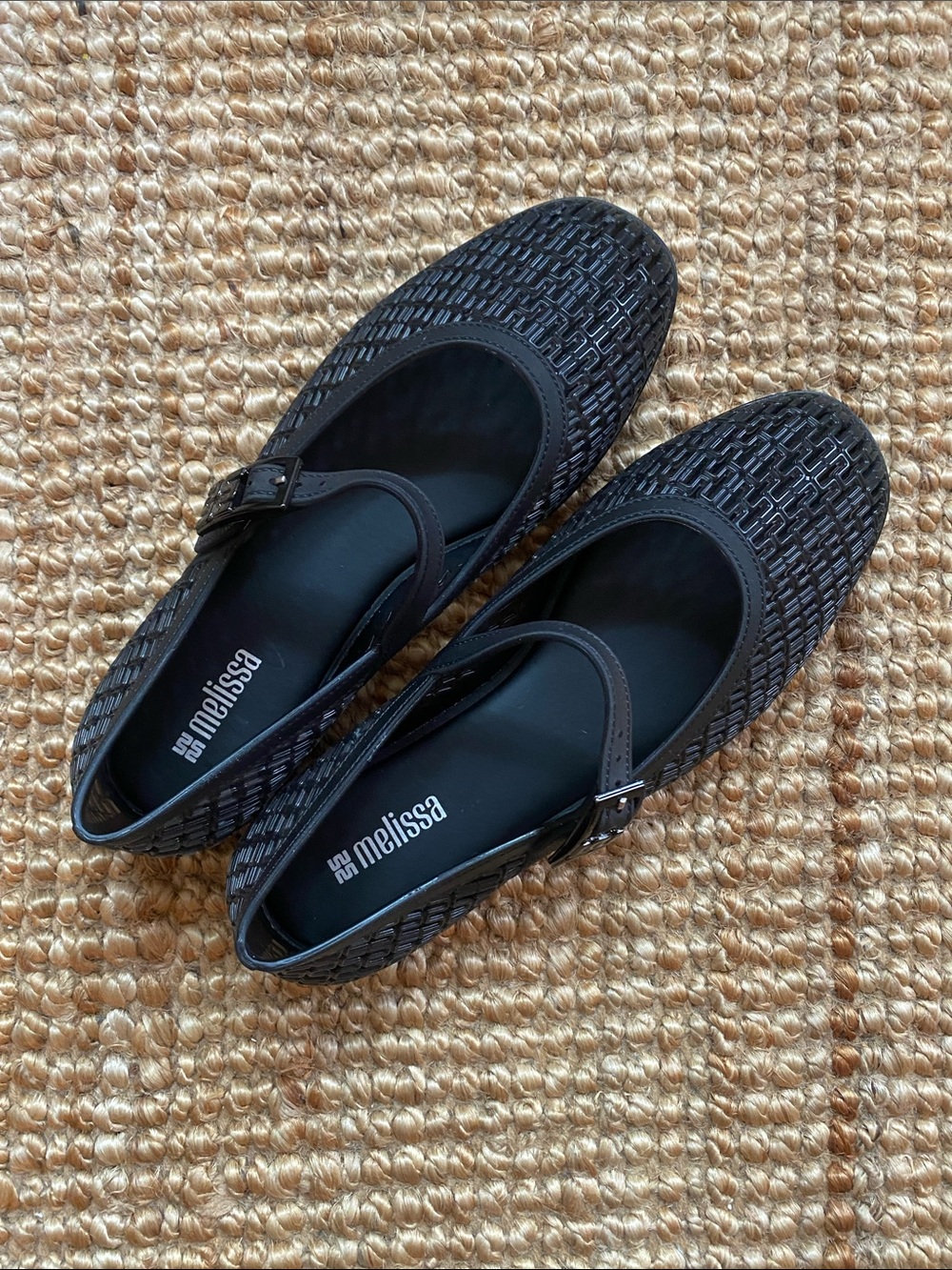 Melissa Harper Clear Black Jelly Flats
